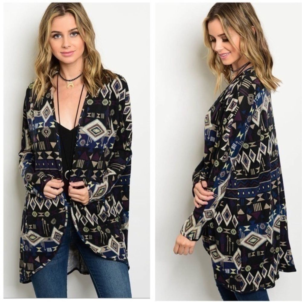 NAVY MULTI TRIBAL CARDIGAN